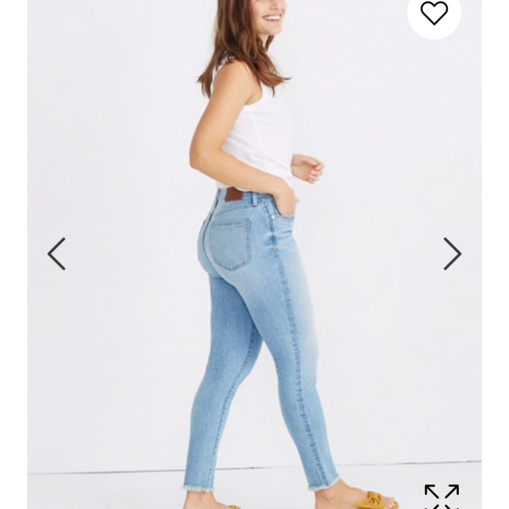 Madewell raw hem skinny crop jeans button fly high rise
